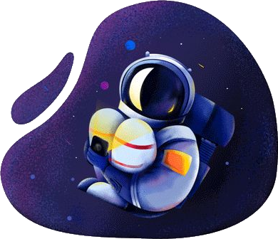 Astronautas su mobiliaku rankoje